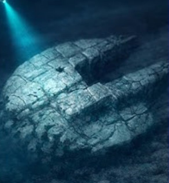 Rappresentazione della struttura circolare dell'Anomalia del Mar Baltico con scanalature geometriche sul fondale marino.